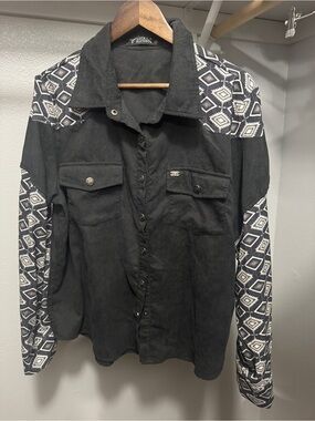 Lucky & Blessed Black Button-Down corduroy shirt